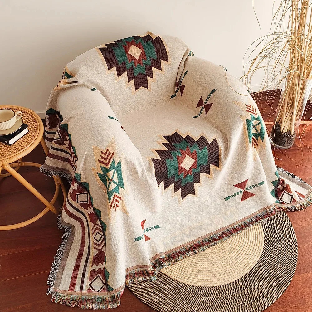 Aztec Fringe Throw Blanket