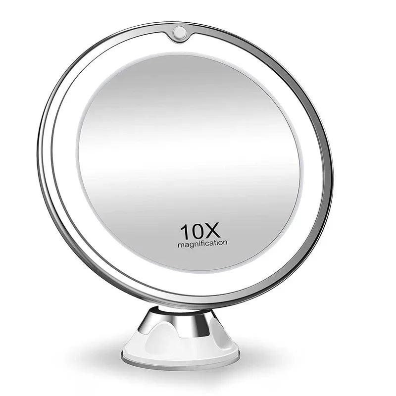Round LED Makeup Mirror with 10X Magnification