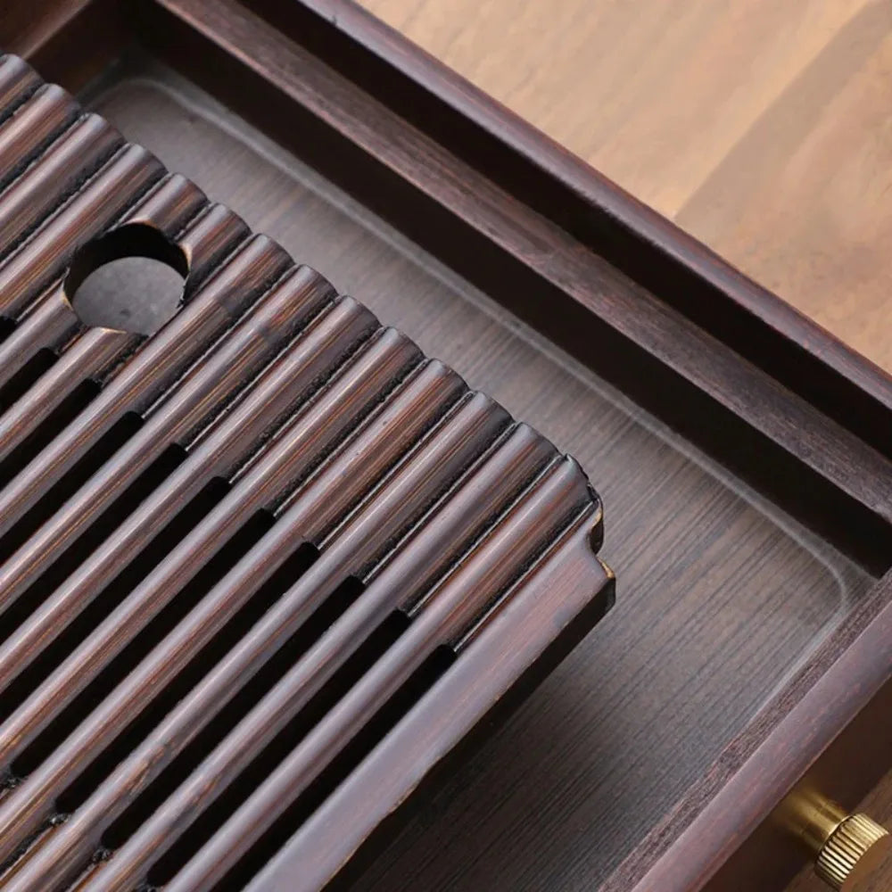 Chinese Natural Bamboo Tea Tray Rectangular Tea Tray Water