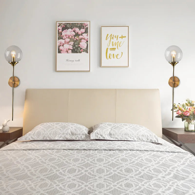 Glass Ball Wall Sconce with Brass Arm