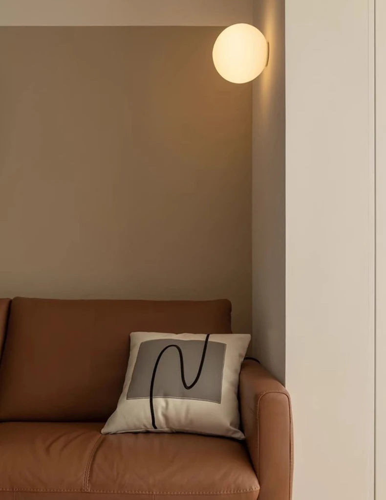 Milky Glass Ball Wall Sconce