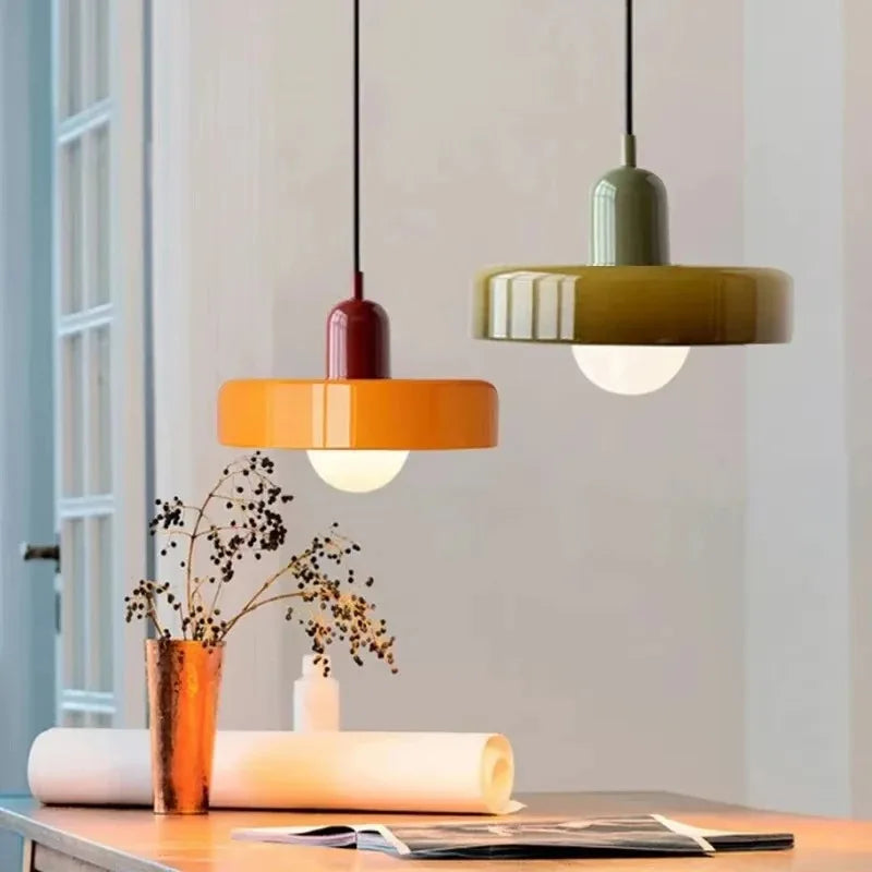 Nordic Retro Glass Pendant Lamps Indoor E27 LED Chandelier