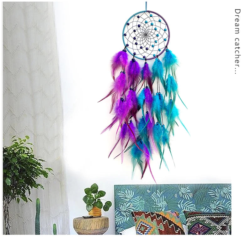 Dream Catcher Handmade Two Color Feather Wind Chimes Living Room
