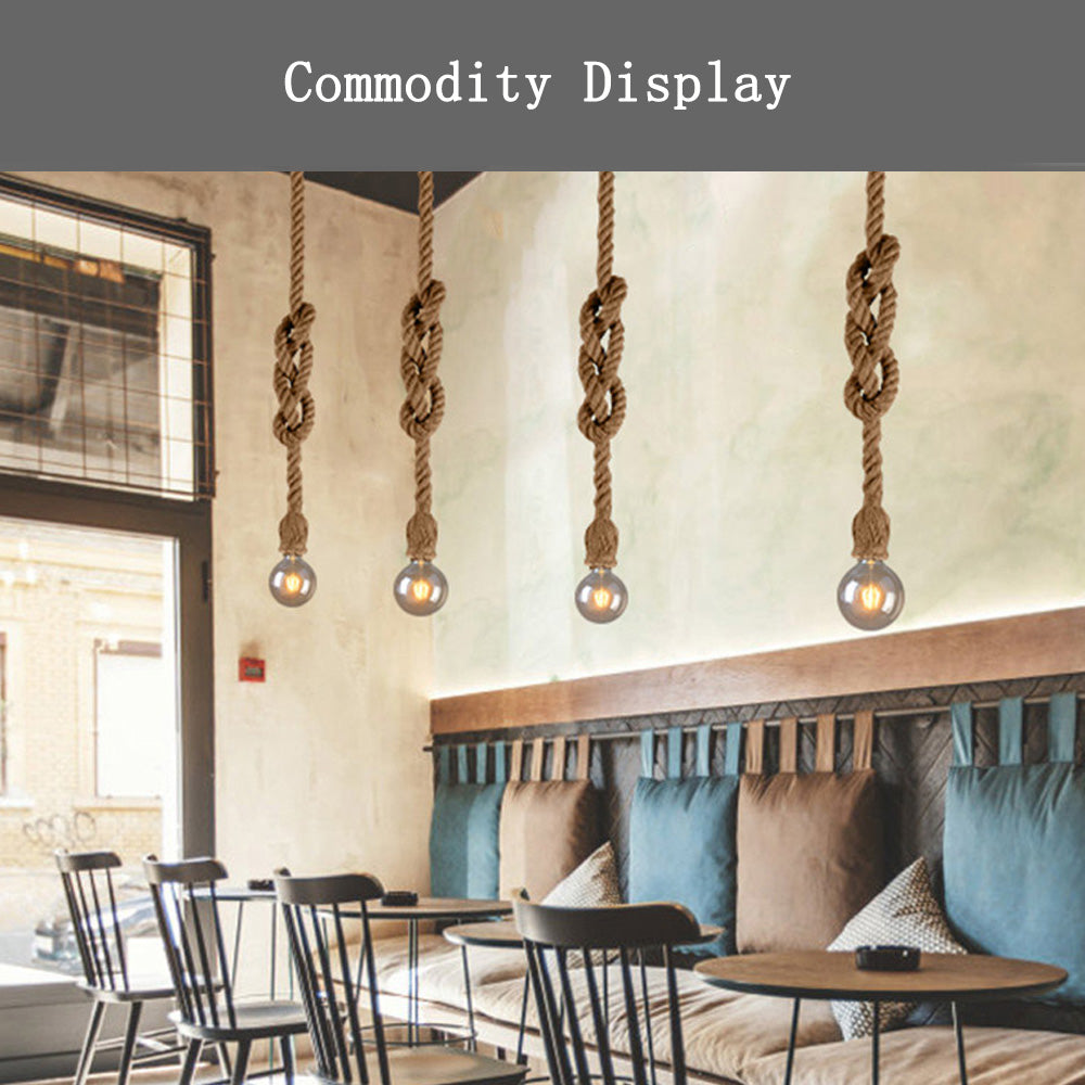 Industrial E27 Vintage Hemp Rope Pendant Lights Attic Personality