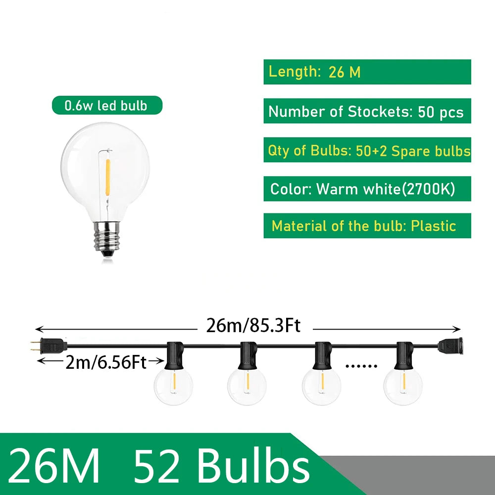 G40 Globe Festoon Patio String Lights