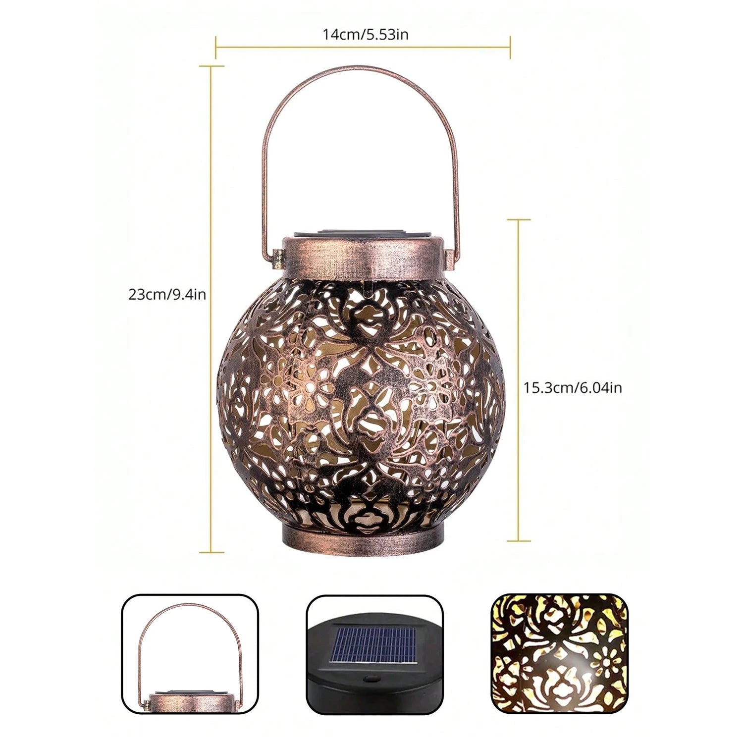1PC Iron Solar Lantern Outdoor, Solar-Powered Garden Light
