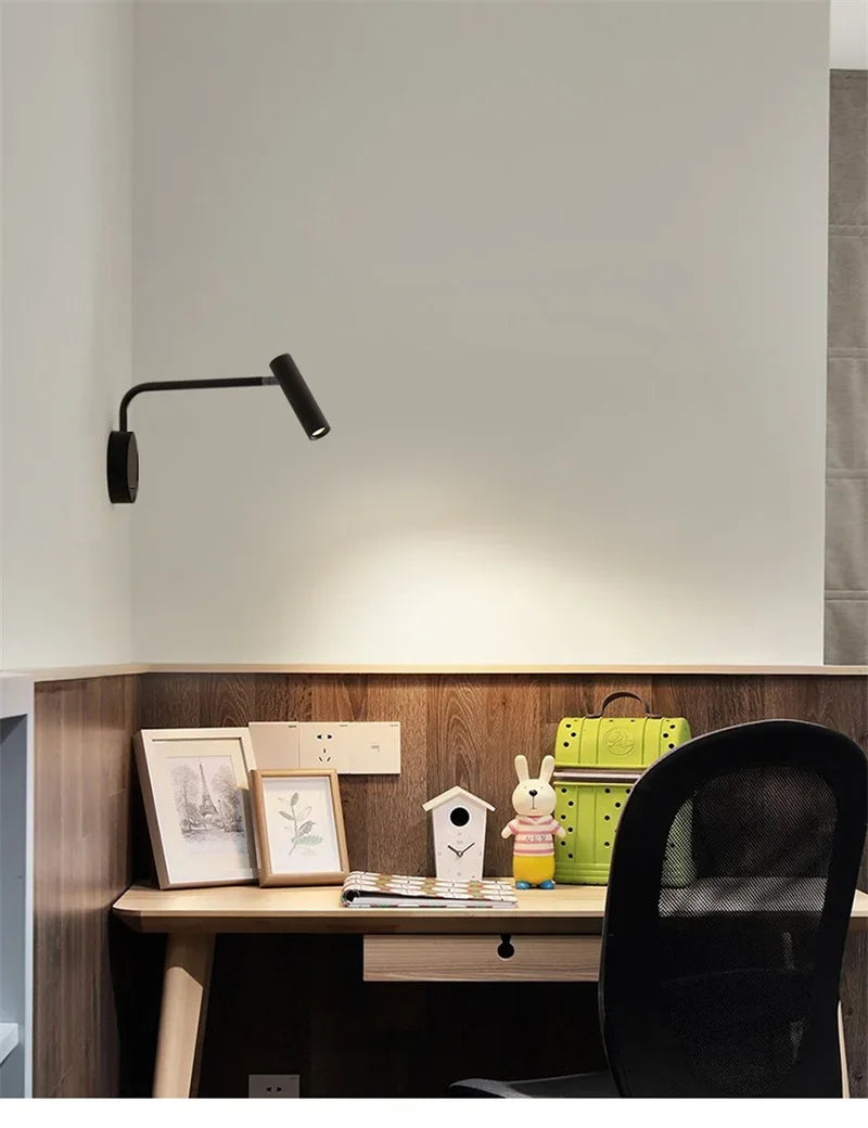 Modern Swing Arm Reading Wall Lamp Hotel Rooms Lamp 3W LED Adjustable