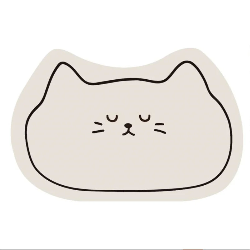 Cartoon Cat Head Thick Soft Bathroom Mat Multi-Color Diatomaceous Earth