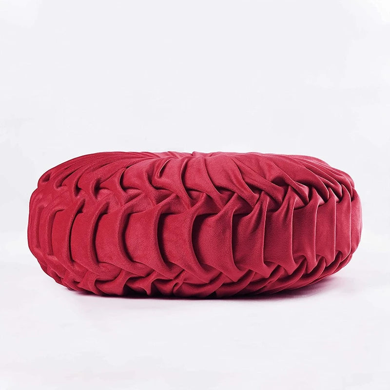 Green Velvet Pumpkin Pleated Round Cushion for Sofa