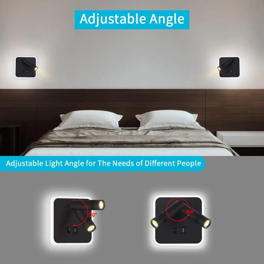 Bedside Wall Lamp, LED Wall Light, Wall Mounted Reading Light with