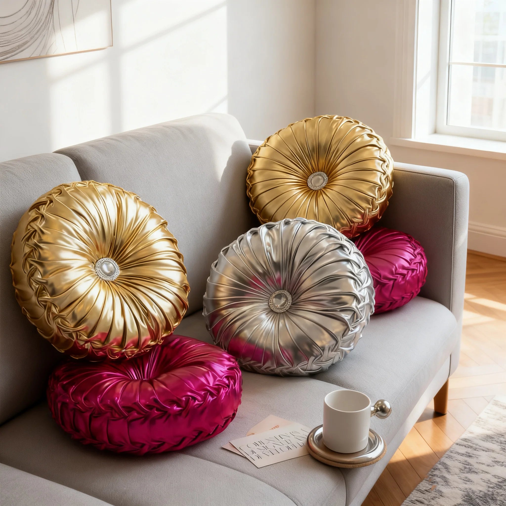 Metallic Style Sofa Pillow Bay Window Futon Seat Cushion Pumpkin Seat Cushion for Couch Floor