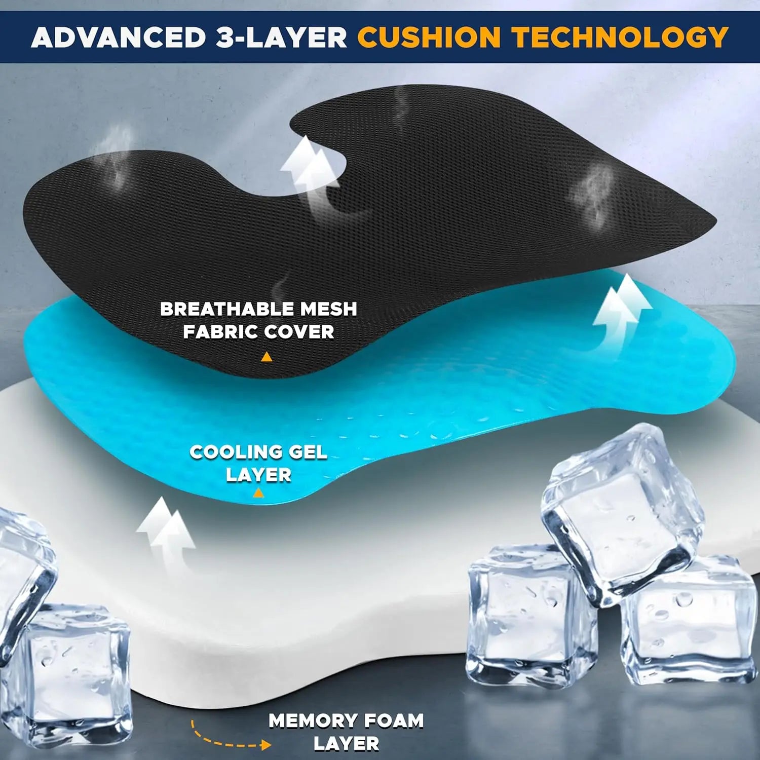 Gel Orthopedic Memory Cushion Foam U Coccyx Travel Seat Massage Car