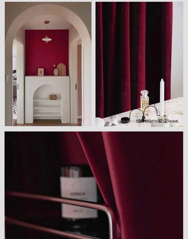 Burgundy Velvet Blackout Curtain