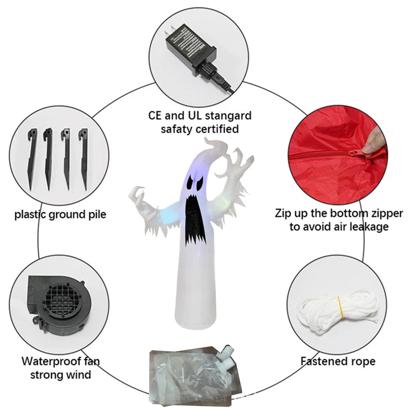 Inflatable White Ghost with LED Lights