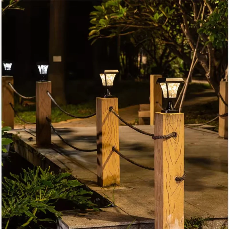 Outdoor Solar LED Post Lamp IP55 Waterproof Garden Fence Light Yard Pillar Lights Gate Fence Wall Courtyard Cottage Solar Lamp