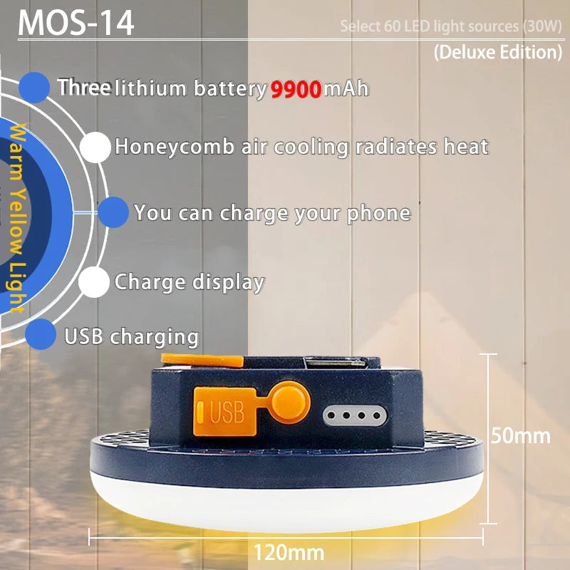 MOSLIGHTING 9900maH LED Outdoor Camping Light Rechargeable Tent Light