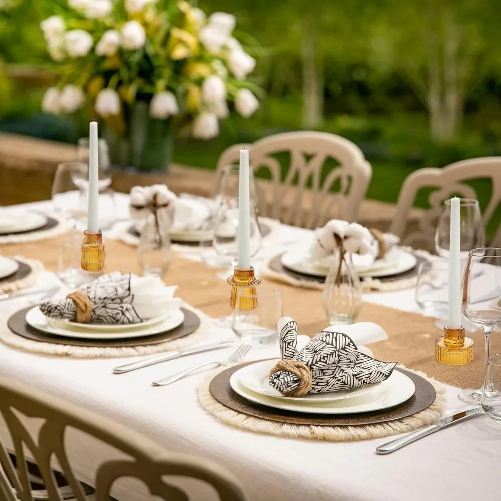 Ribbed Glass Taper Candle Holders