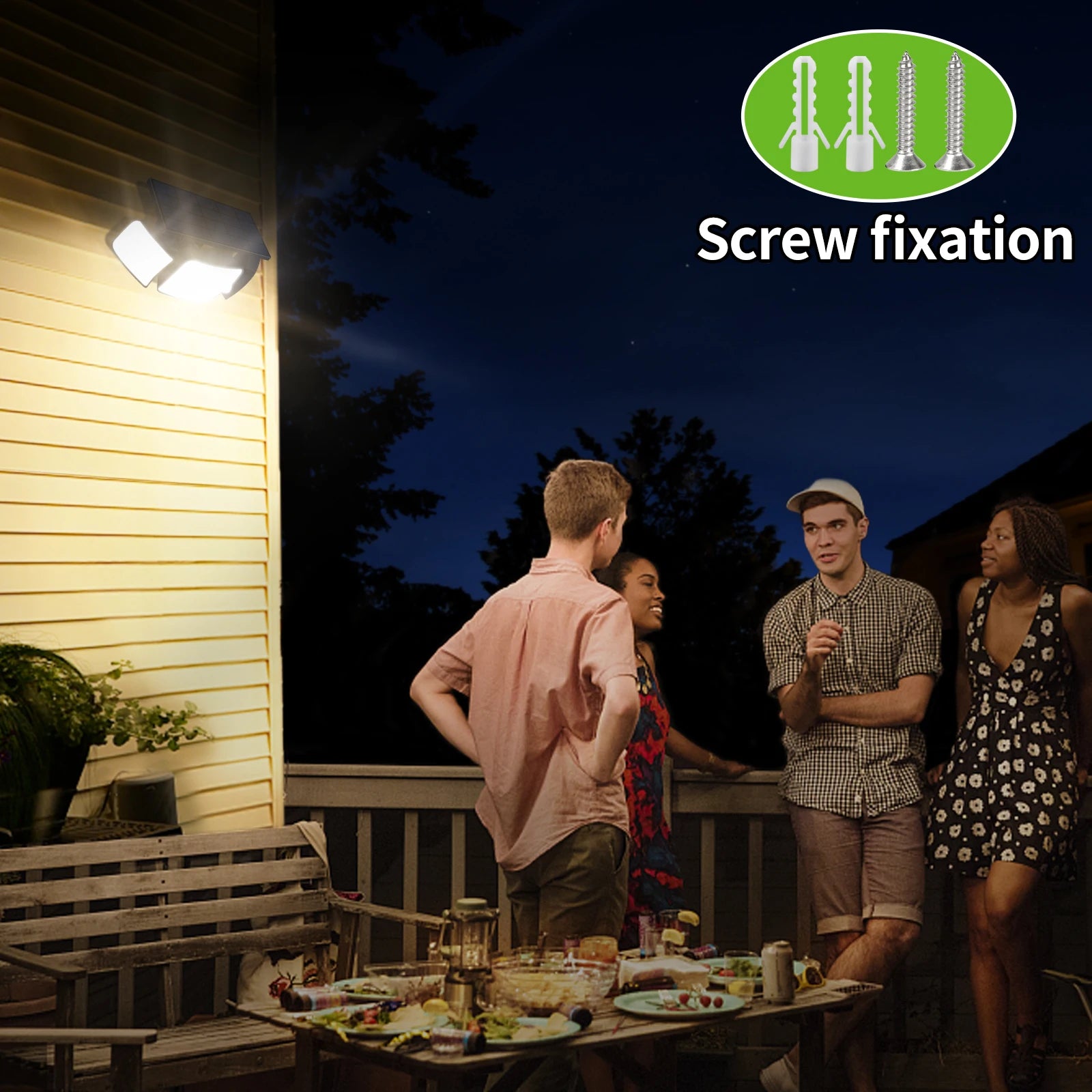 intelamp 6000mah Light All Night Outdoor Solar Lights With 3 Modes Two