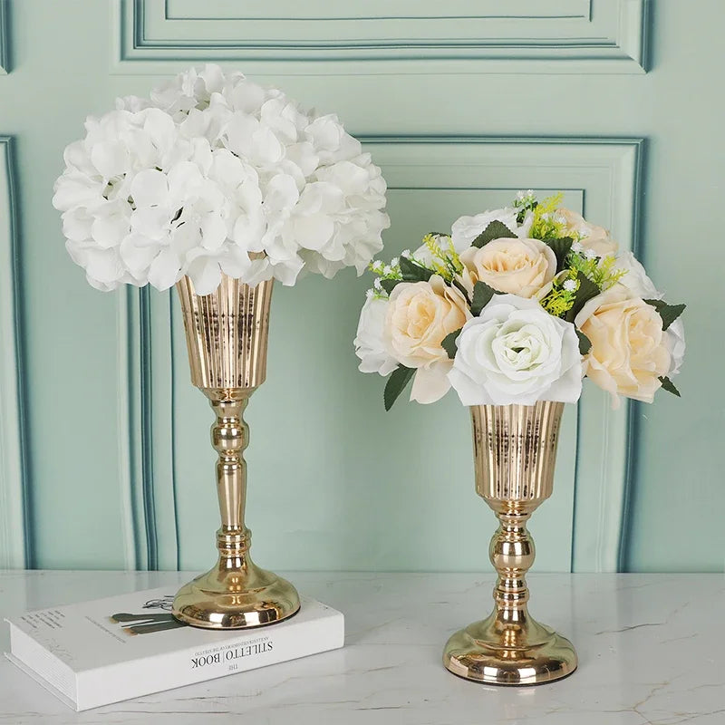 Gold Metal Trumpet Centerpiece Vase