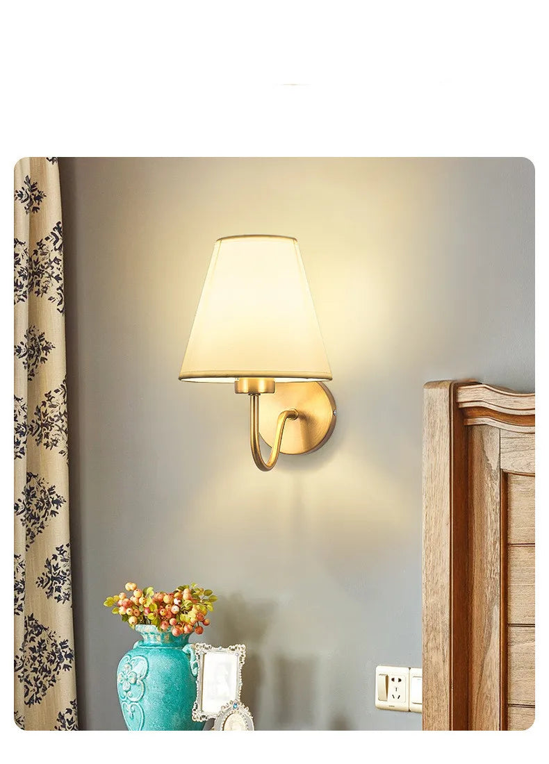 Retro Fabric Bedside Wall Lamp