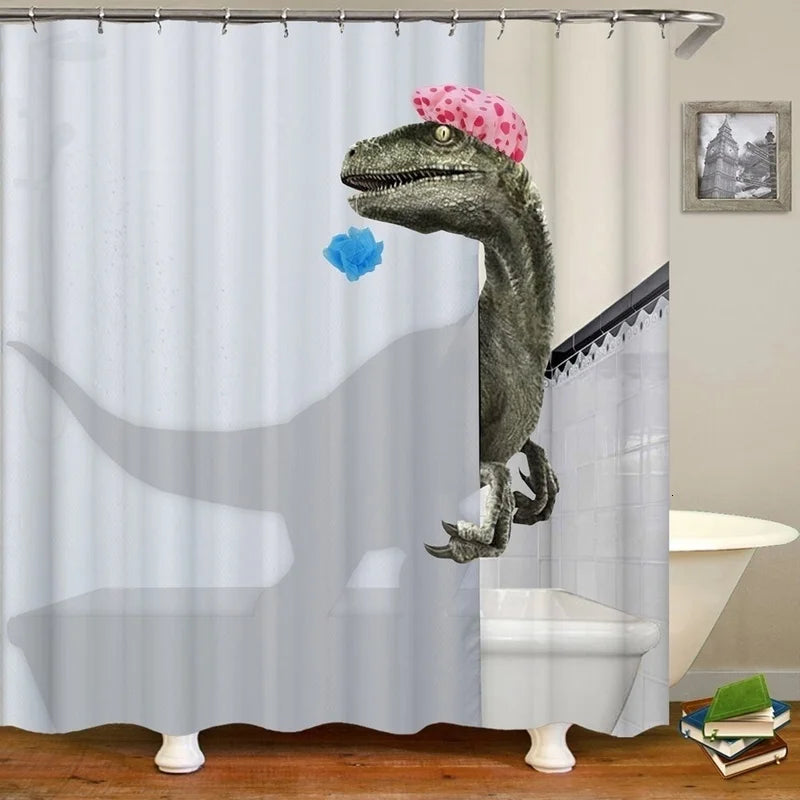 Funny Shower Curtains Bathroom Curtain With Hooks Decor Waterproof Cat