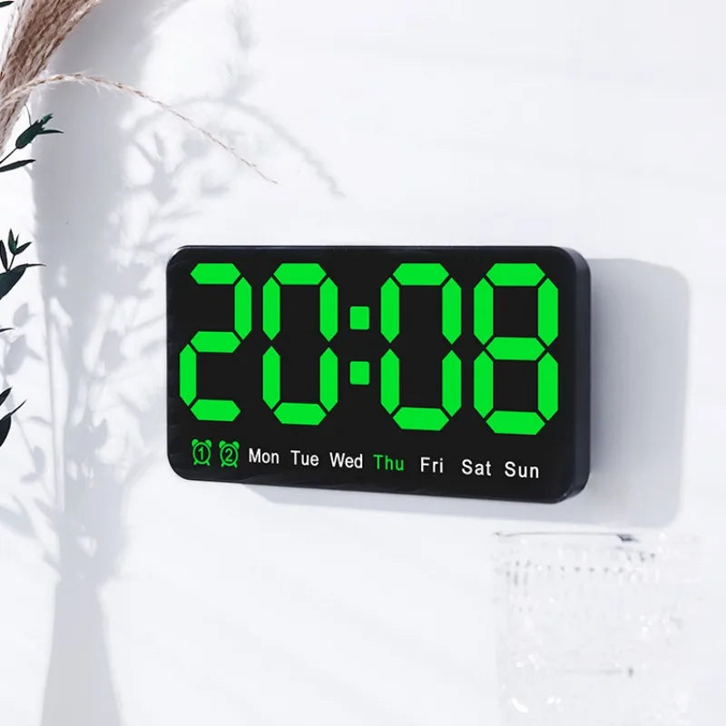 Voice Control Large Digital Wall Clock Temperature Date Week