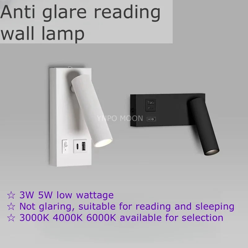 Rotating Type C Reading Wall Light