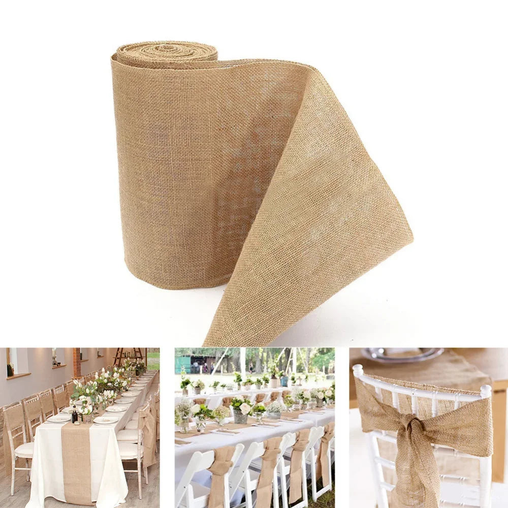 Wide Jute Burlap Table Runner Roll