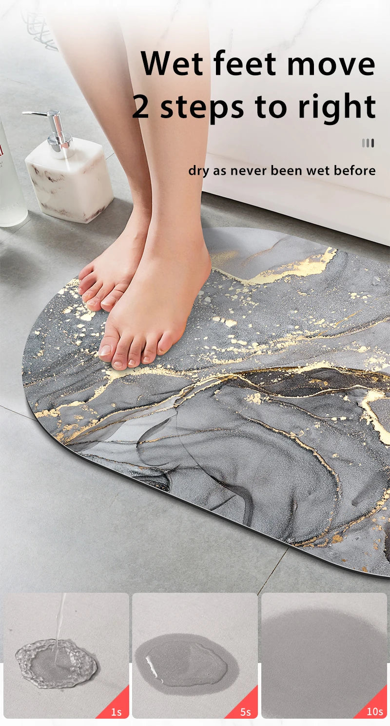 Diatomaceous Earth Bath Mat Bathroom Rug Absorbent Non-slip Floor Foot