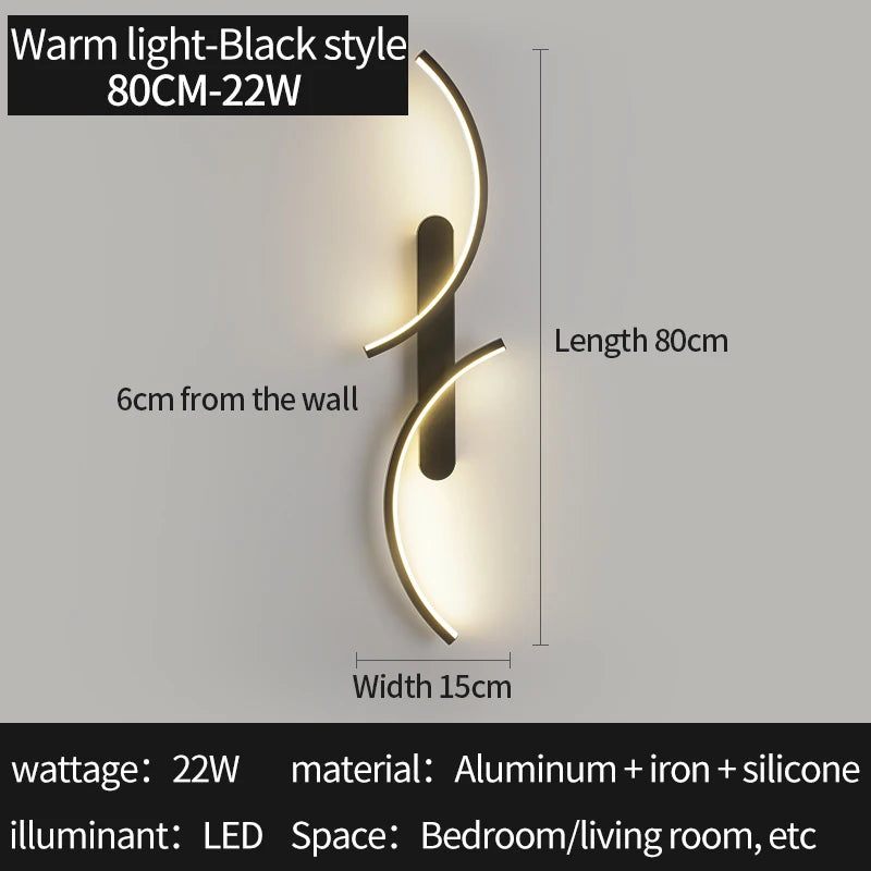 Curved Arc LED Bedside Wall Light