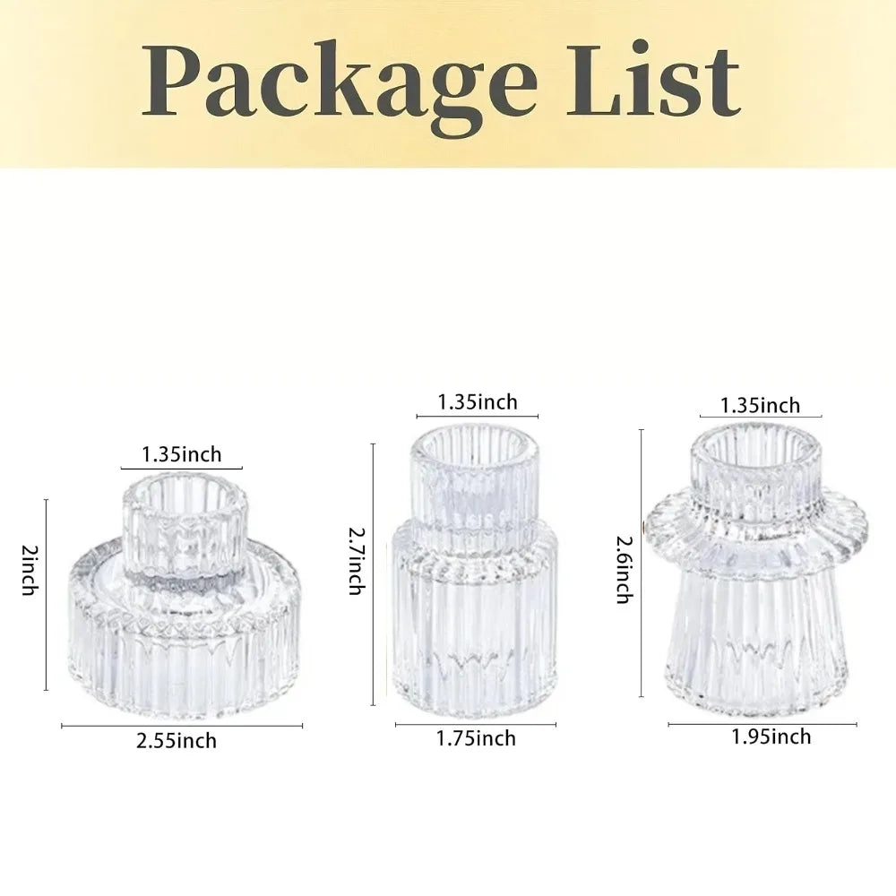 Ribbed Glass Taper Candle Holders
