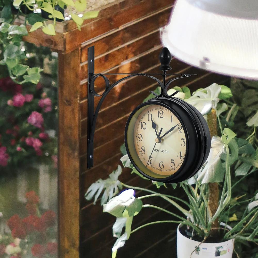 Retro Double Sided Station Clock