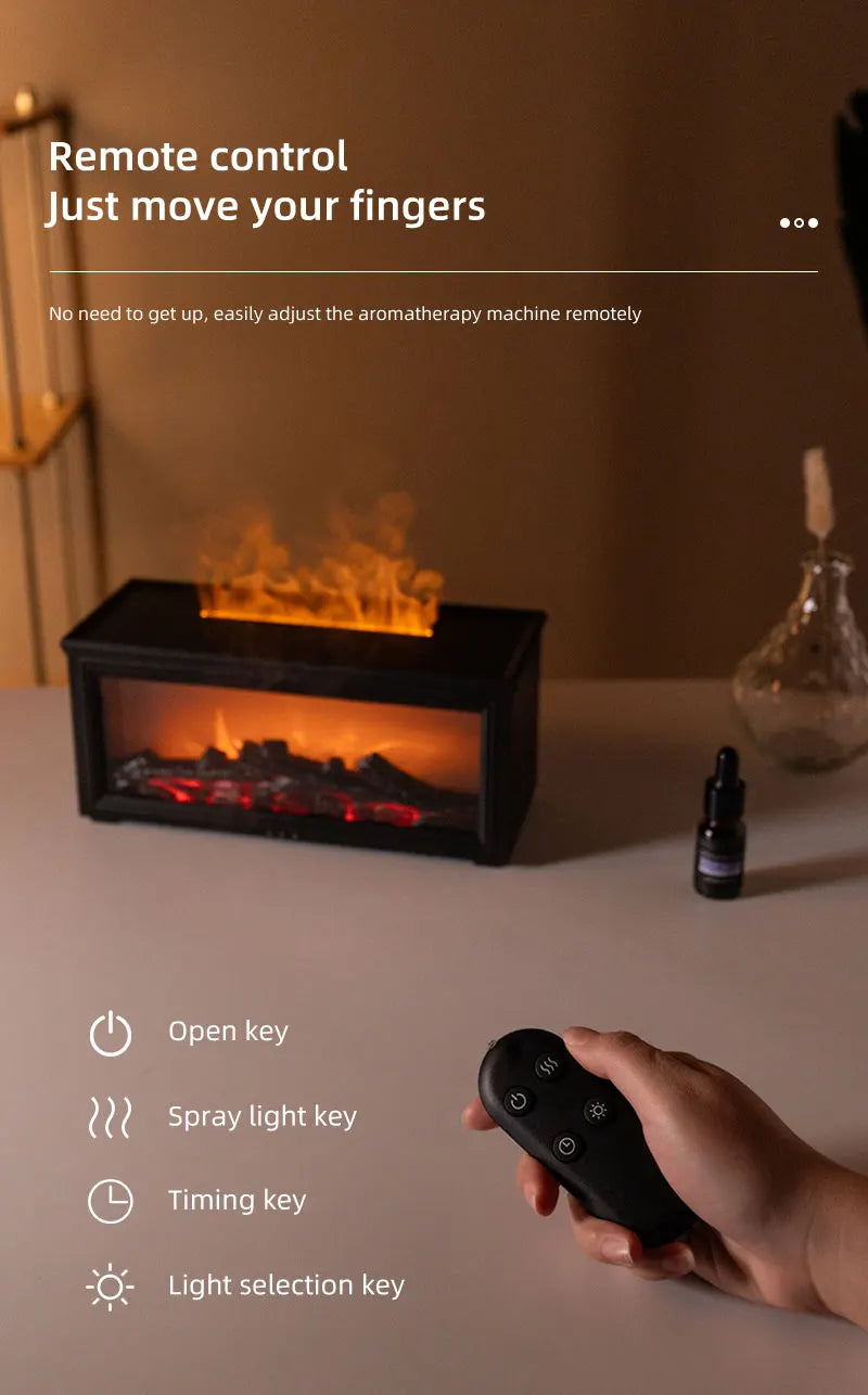 Simulated Fireplace Flames Aroma Diffuser Aromatherapy Ultrasonic Air