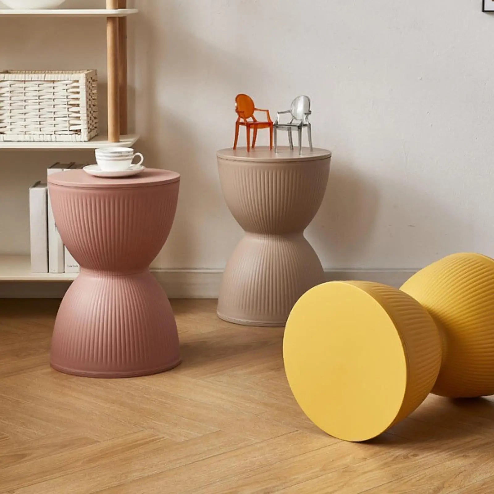 Nordic Small Round Foot Stool Multipurpose Seat Ottoman for Shoe Changing Bedside Sitting in Home Living Room Bedroom Entryway