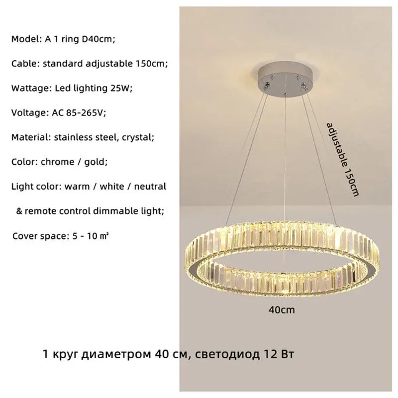 Modern Gold Luxury Crystal LED indoor Chandelier Bedroom Living Room