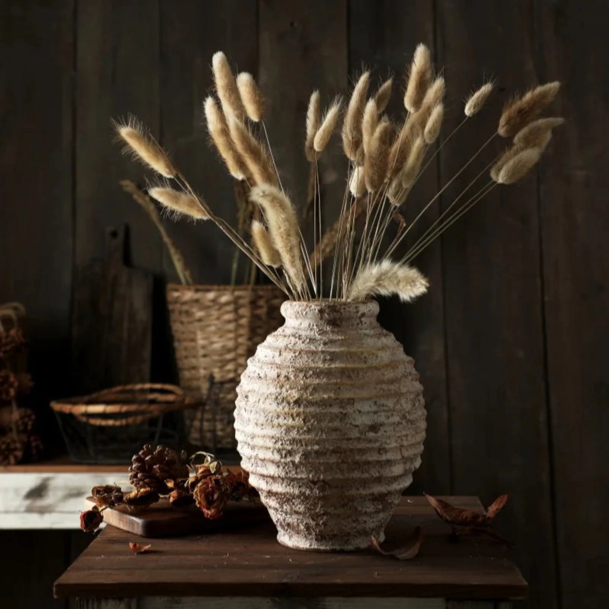 Tall Rustic Reactive Glaze Ceramic Vase, Handmade Clay