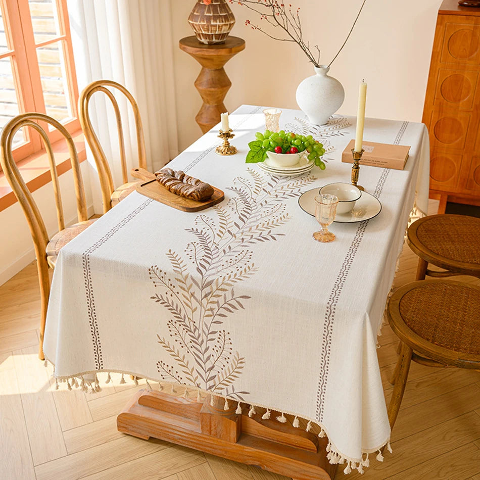 Nordic Style Tassels Cotton Linen Tablecloth,Modern Simplicity