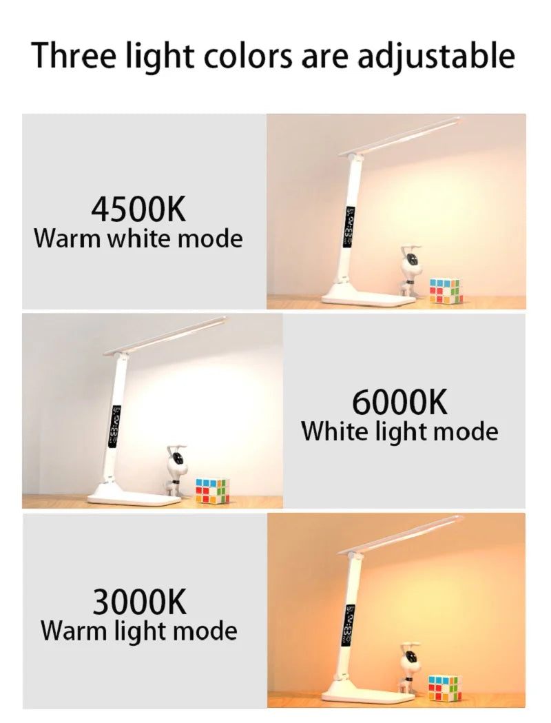 Folding Desk Lamp with Clock