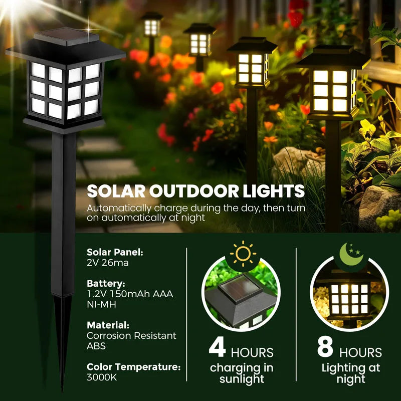 8 Pack Solar Pathway Garden Lights Outdoor Waterproof Landscape