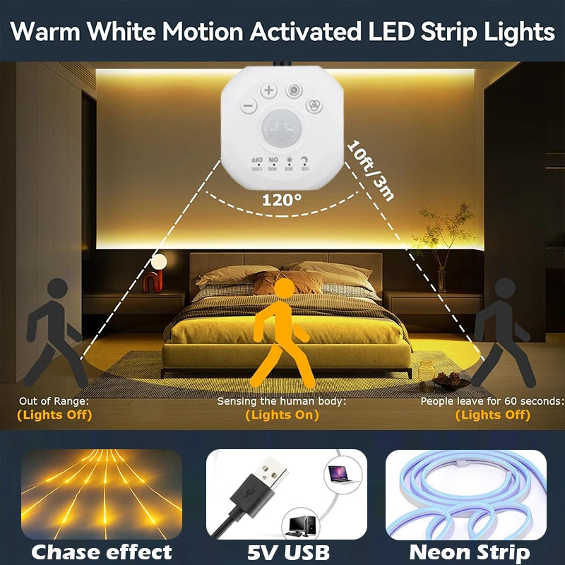 Motion Sensor Stair Lights With Chase Effect Under Bed Lights Under