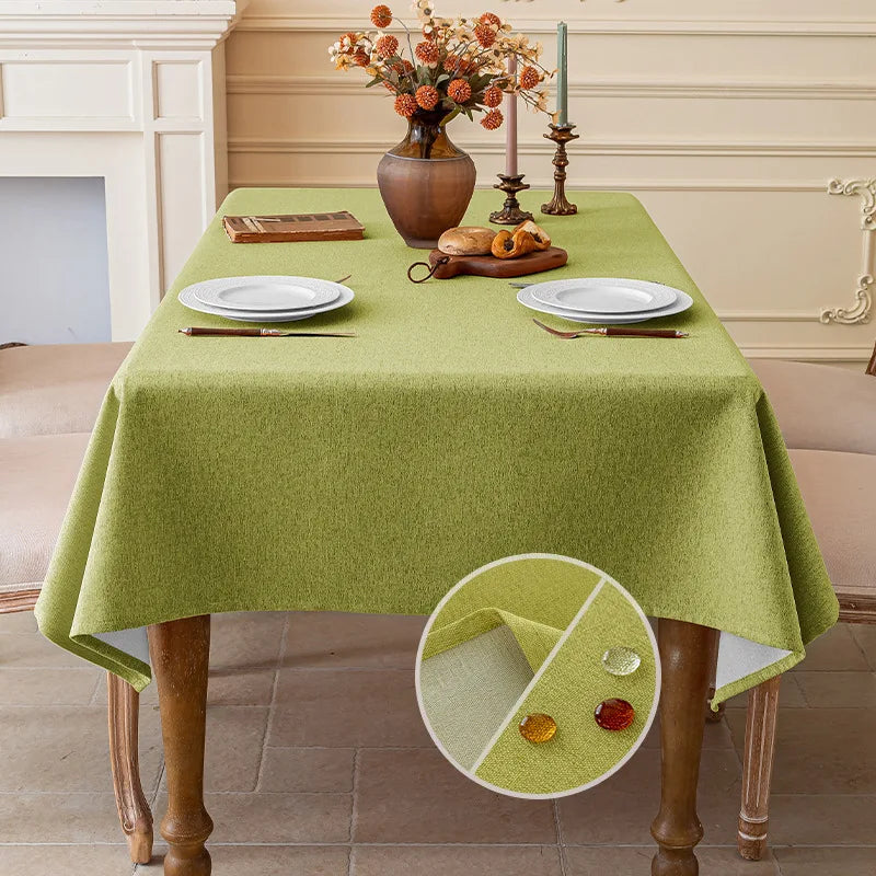 Cotton and Linen Three-proof Tablecloth Waterproof and Dustproof Solid