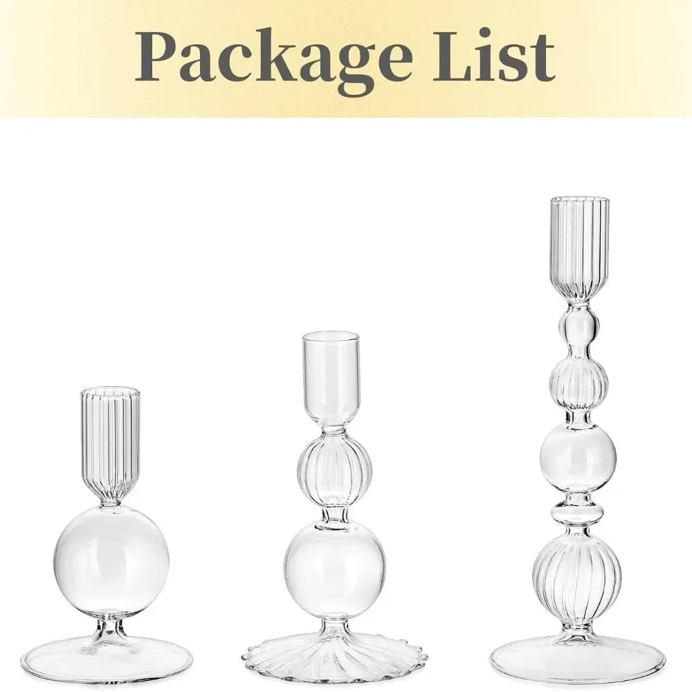 Wavy Glass Taper Candle Holders