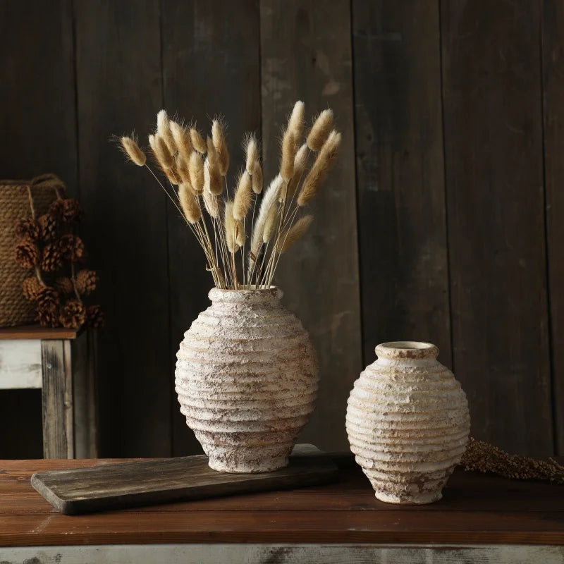 Tall Rustic Reactive Glaze Ceramic Vase, Handmade Clay