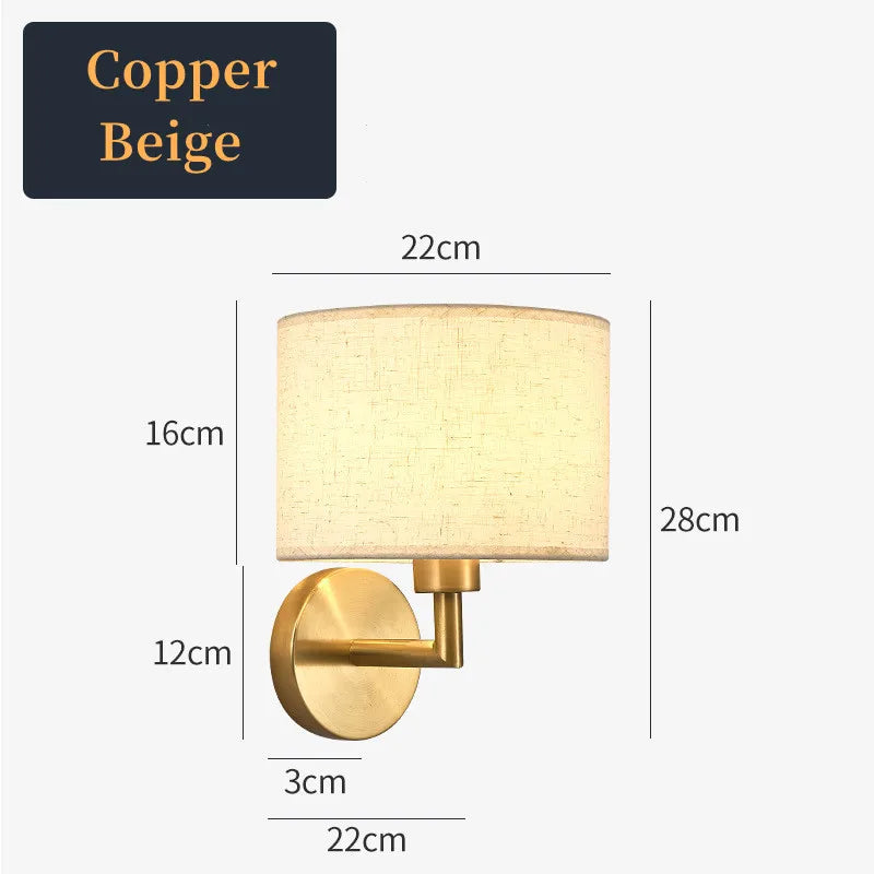 Fabric Shade Wall Lamp With Reading Light