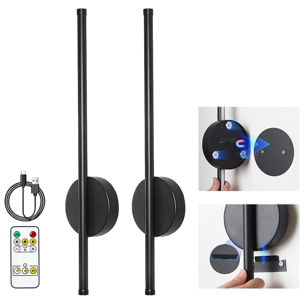 2-pack Rechargeable Wall Light LED 50 80cm Dimming Wall Sconce with