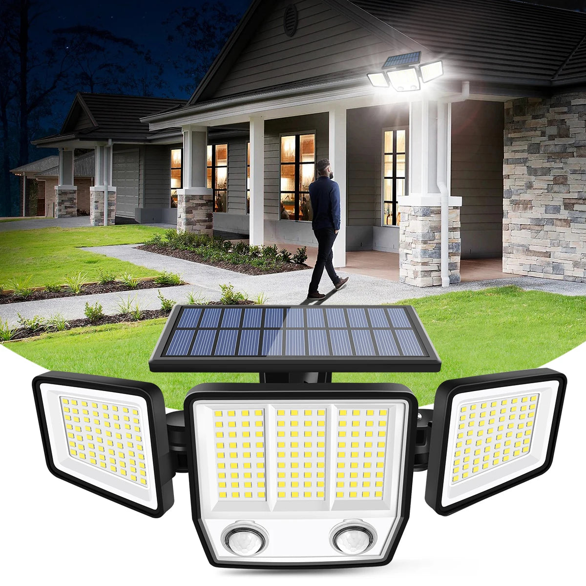 3-Head Adjustable Solar Motion Light