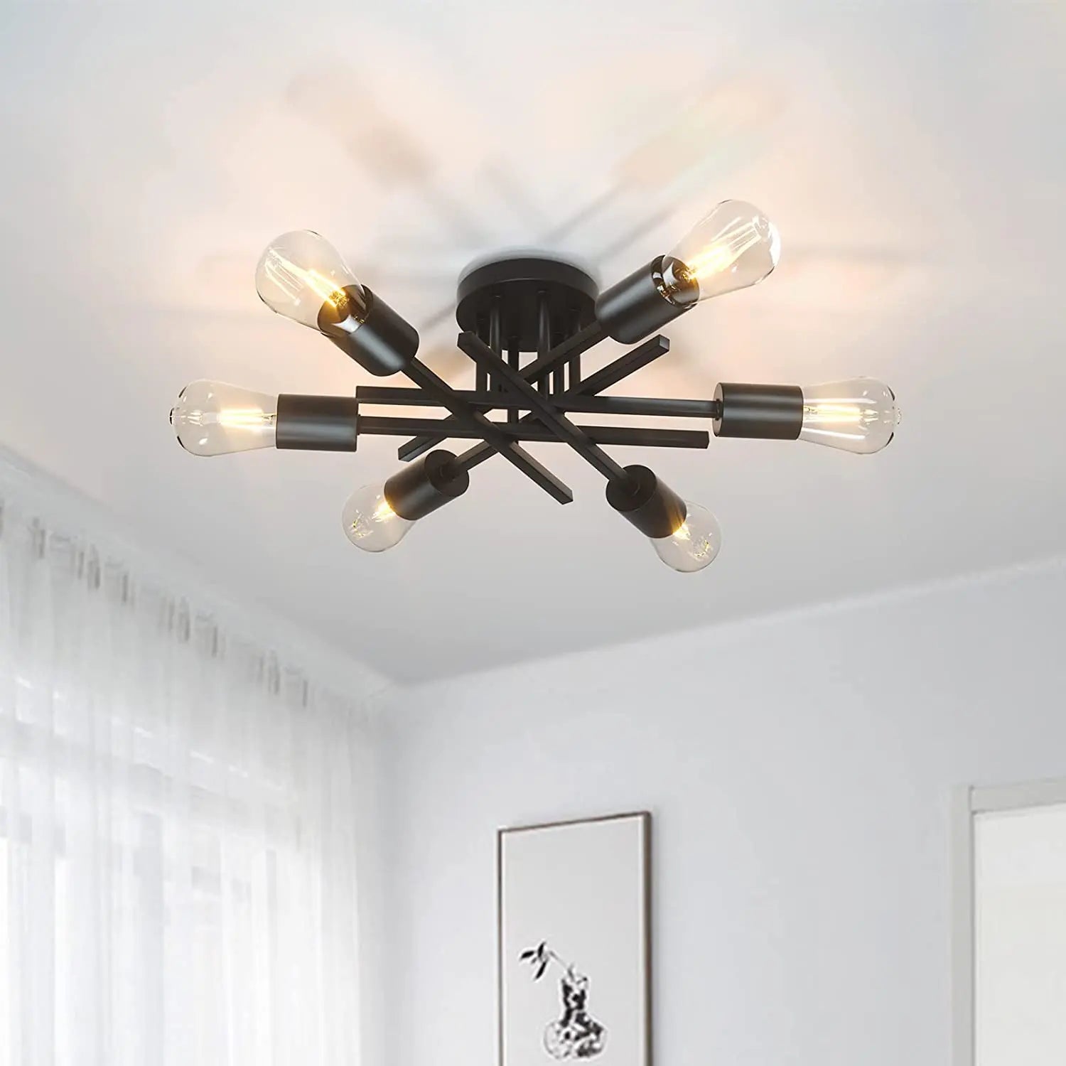 Mid Century Sputnik Flush Chandelier
