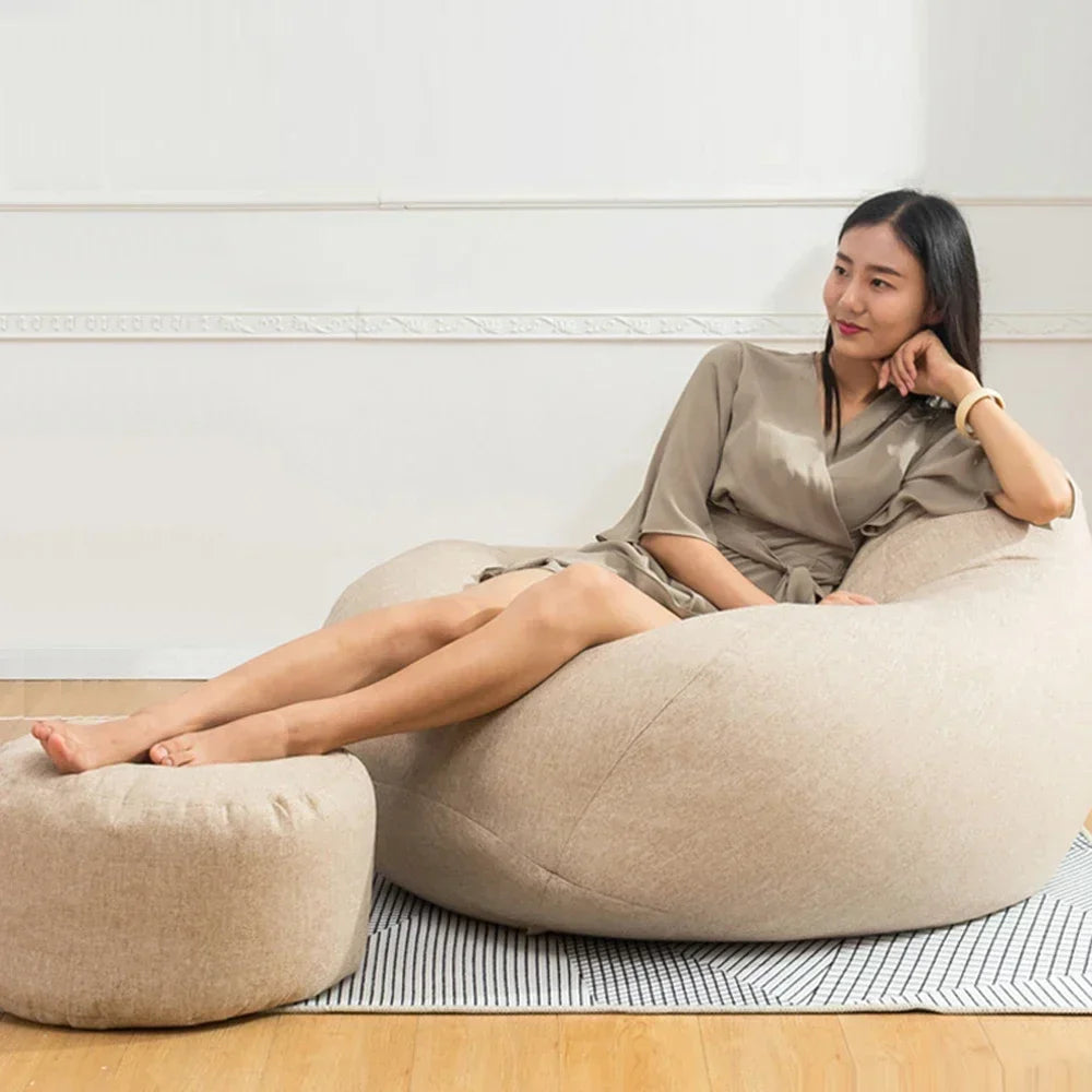 Linen Bean Bag Pouf