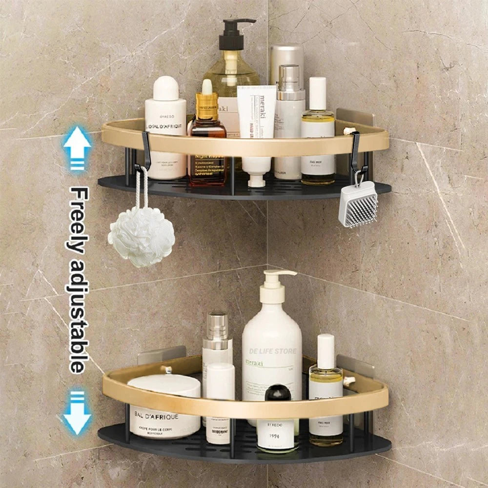 No-Drill Aluminum Corner Shower Shelf, Set of 3
