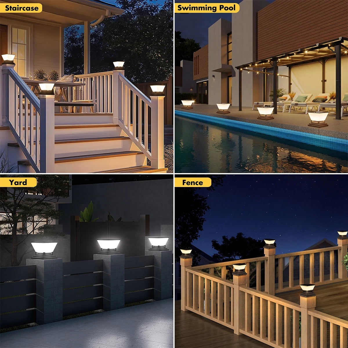 Solar Column Light Auto Night on Day Off 3 Colors IP65 Waterproof
